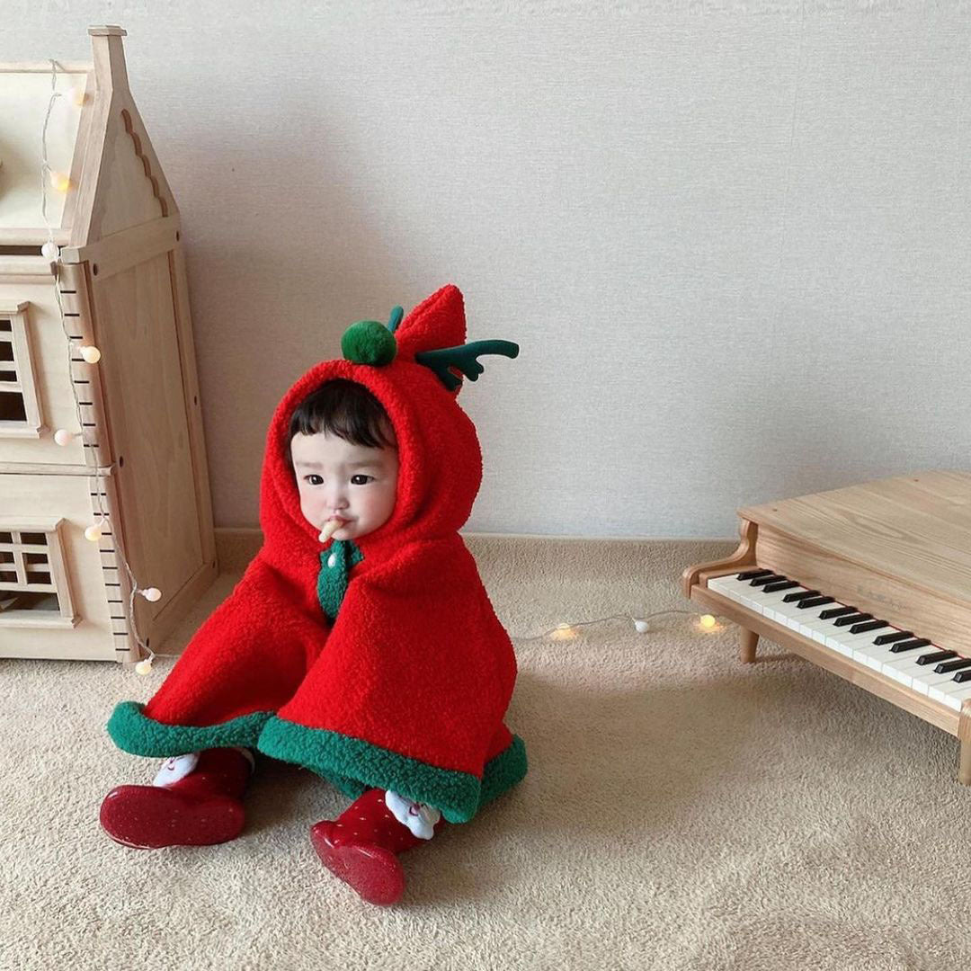 【FCUC20231028008】外出秋冬韓版嬰幼兒聖誕節斗篷ins新款寶寶聖誕服嬰兒披風加厚