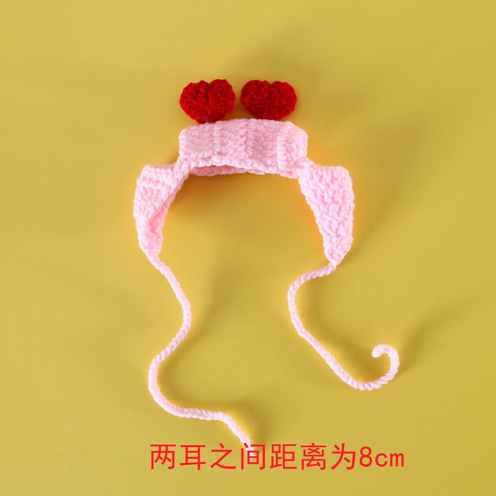 D館【IXDUJ20230501002】寵物針織毛線貓咪小狗搞怪麻花辮子假髮帽愛心保暖比熊網紅頭配飾