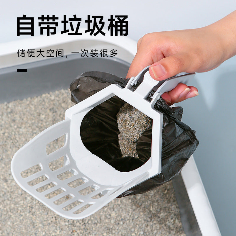 【DT620】寵物貓屎鏟一體式拼色自帶垃圾袋收納鏟屎神器