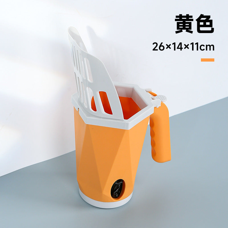 【DT620】寵物貓屎鏟一體式拼色自帶垃圾袋收納鏟屎神器