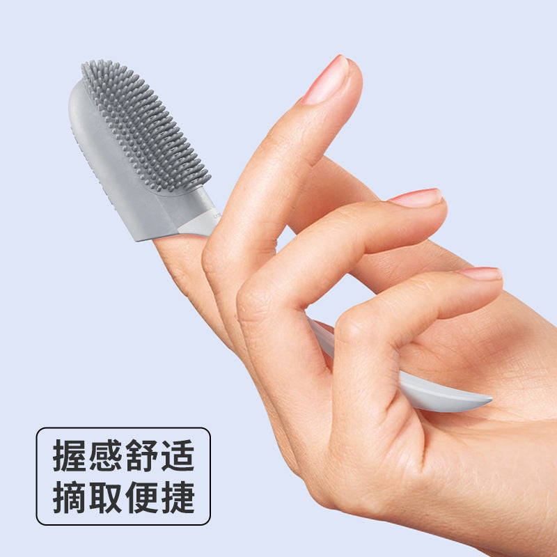 【IXCC20230525003】跨境寵物牙刷手指牙刷帶柄軟膠牙齒清潔刷子狗狗貓咪口腔清潔工具