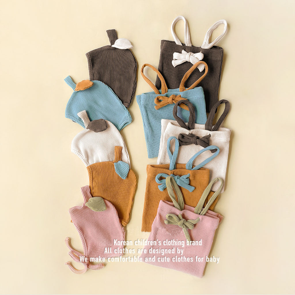 【FCUC20240318008】2024年新款韓版兒童背帶褲ins款高彈布料可愛拼色兒童護肚褲背帶褲