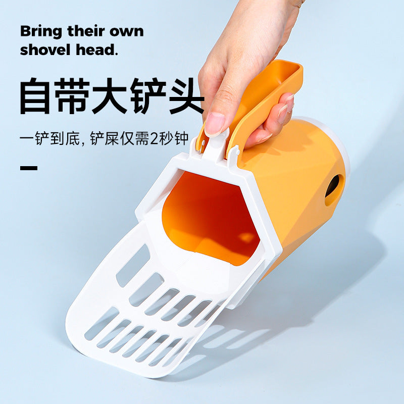 【DT620】寵物貓屎鏟一體式拼色自帶垃圾袋收納鏟屎神器