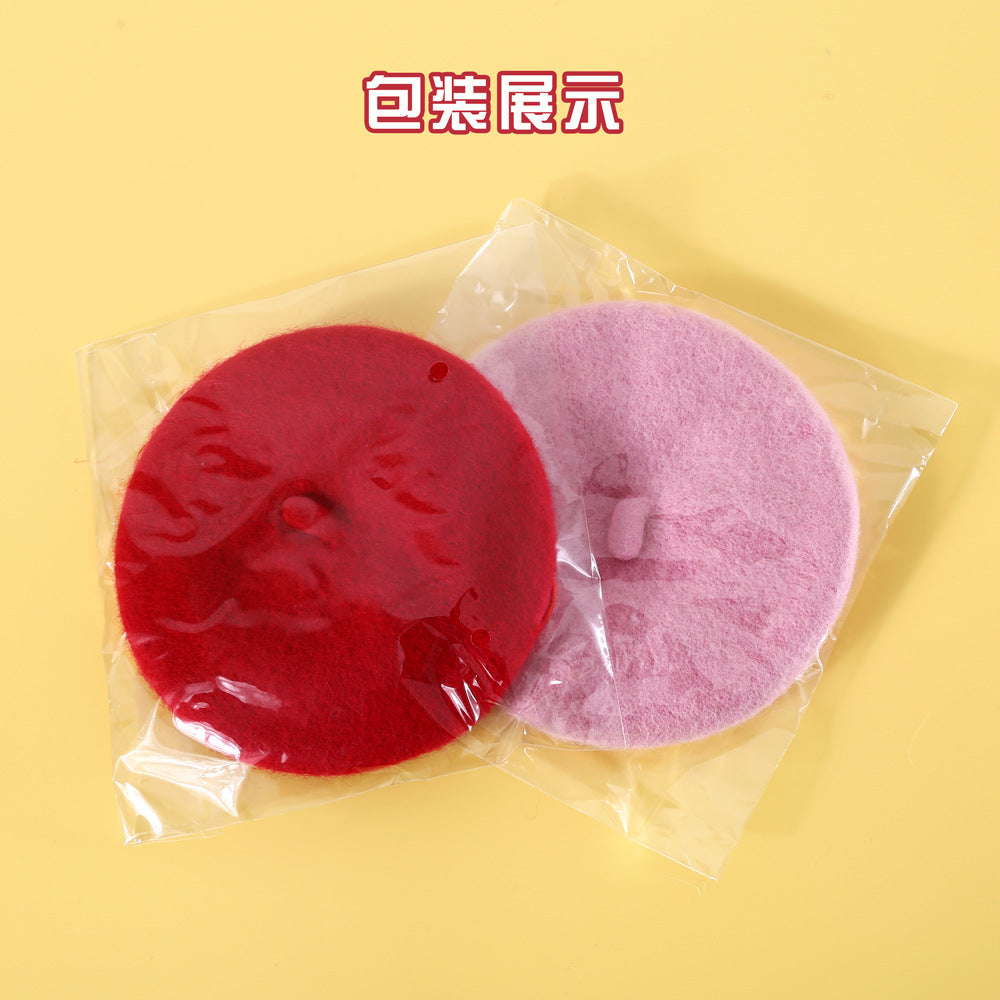 D館【IXDUJ20230501003】寵物貓咪羊毛畫家蓓蕾小帽子蝴蝶結櫻桃可愛公主畫家帽