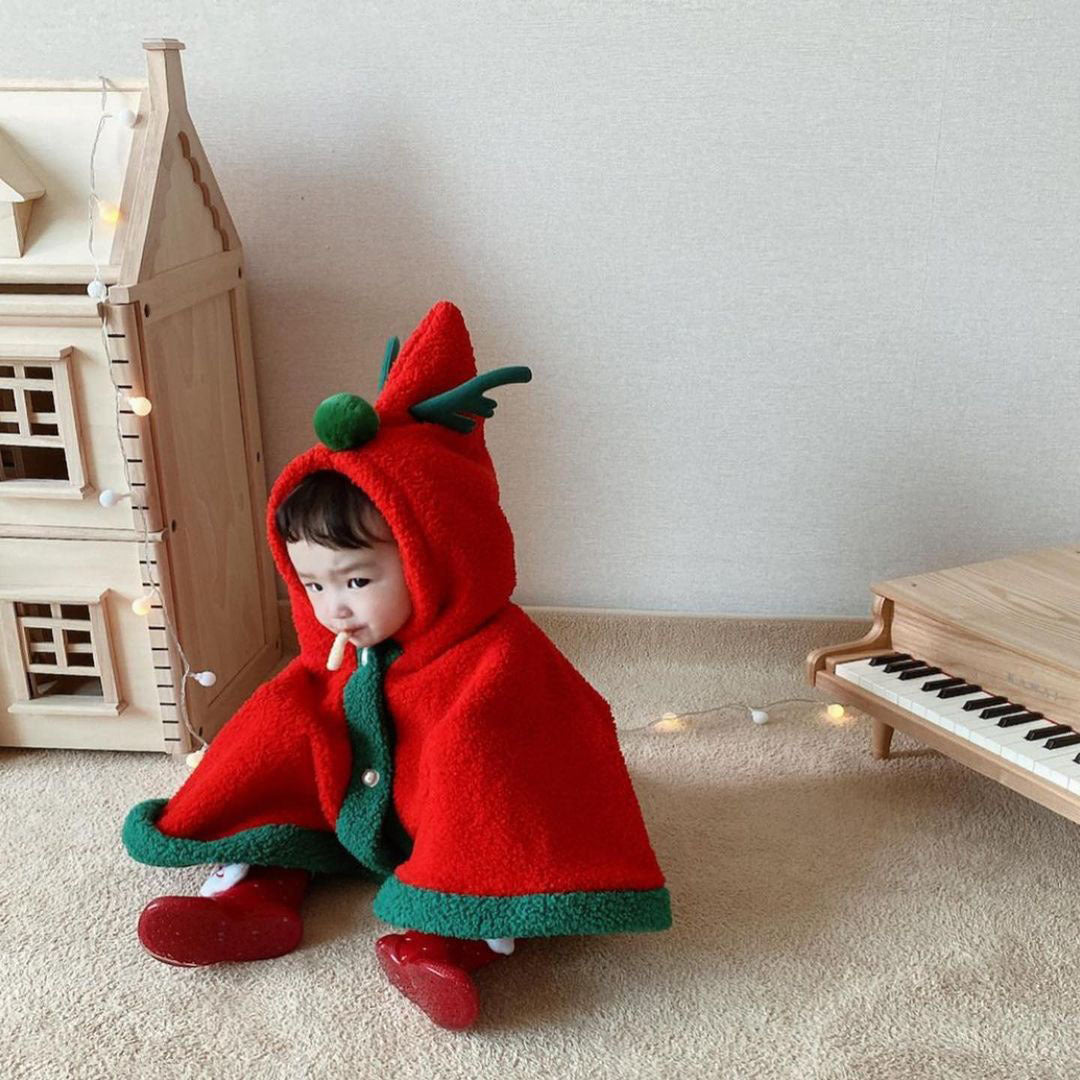 【FCUC20231028008】外出秋冬韓版嬰幼兒聖誕節斗篷ins新款寶寶聖誕服嬰兒披風加厚