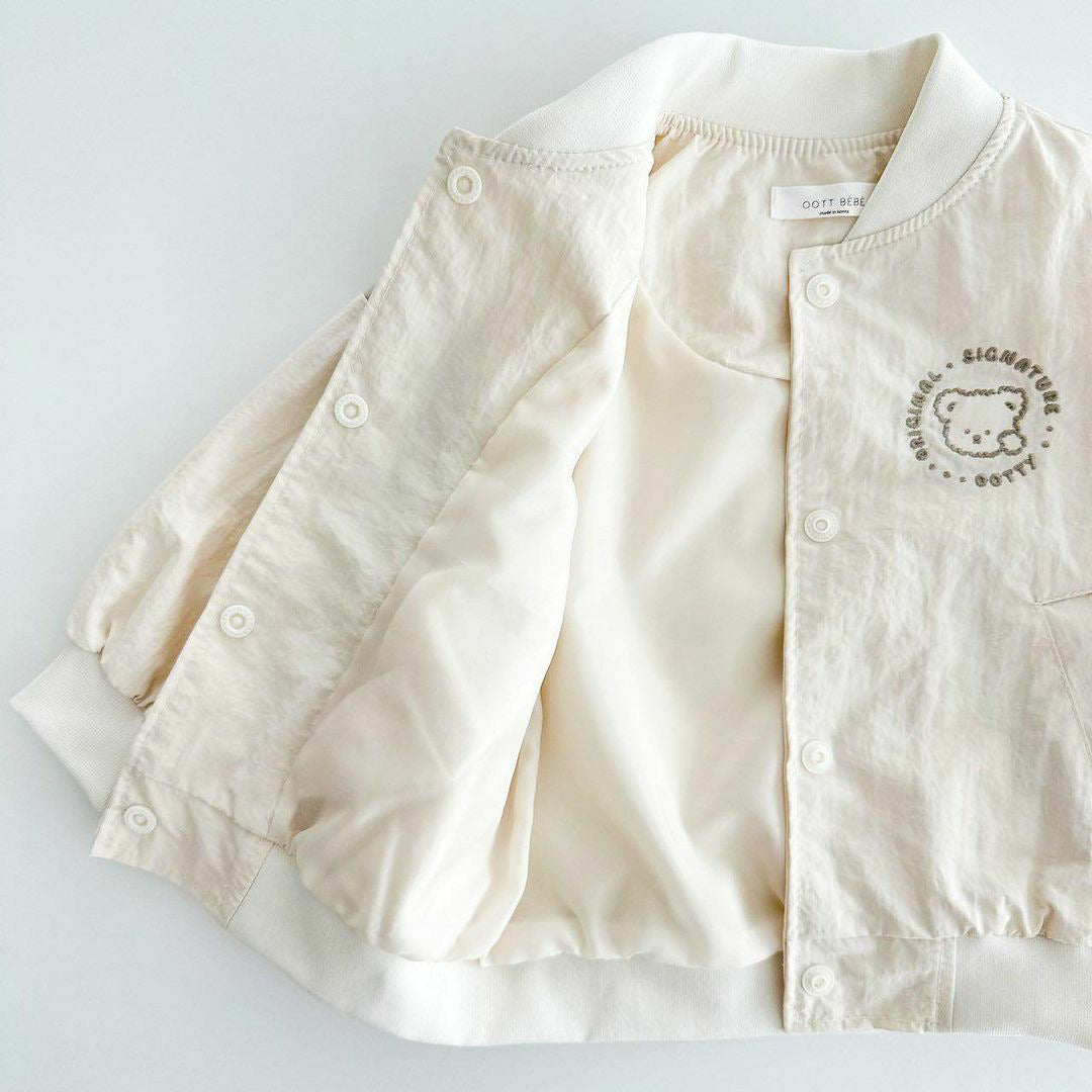 【23240】韓版寶寶外套秋季兒童開衫夾克小童刺繡韓國小熊嬰兒外套女童秋裝
