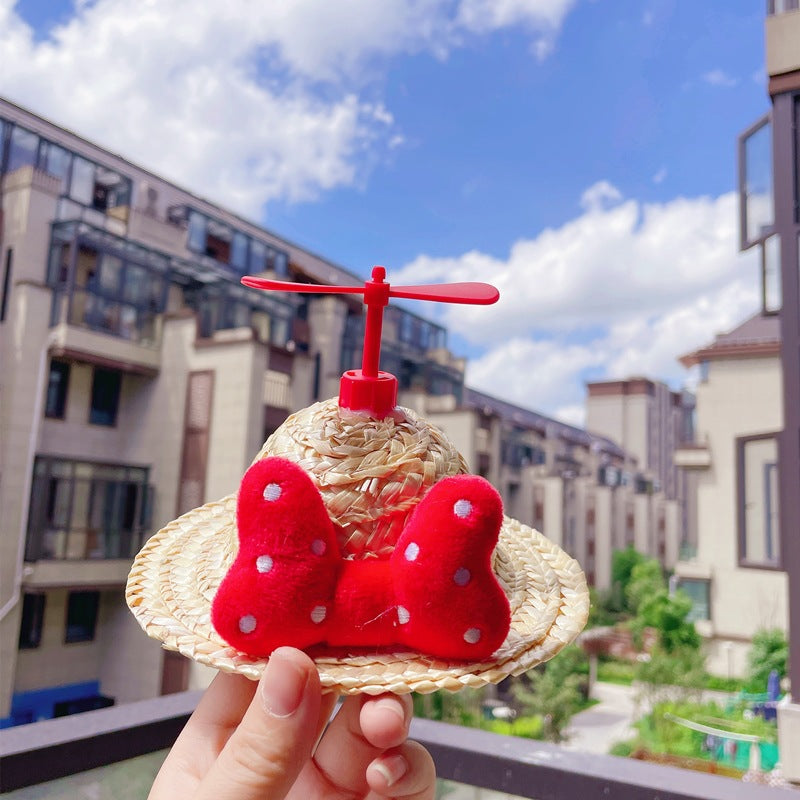 D館【XHUU20230501010】新款寵物草帽貓咪狗狗夏日蜻蜓遮陽帽子泰迪柯基布偶英短衣服帽