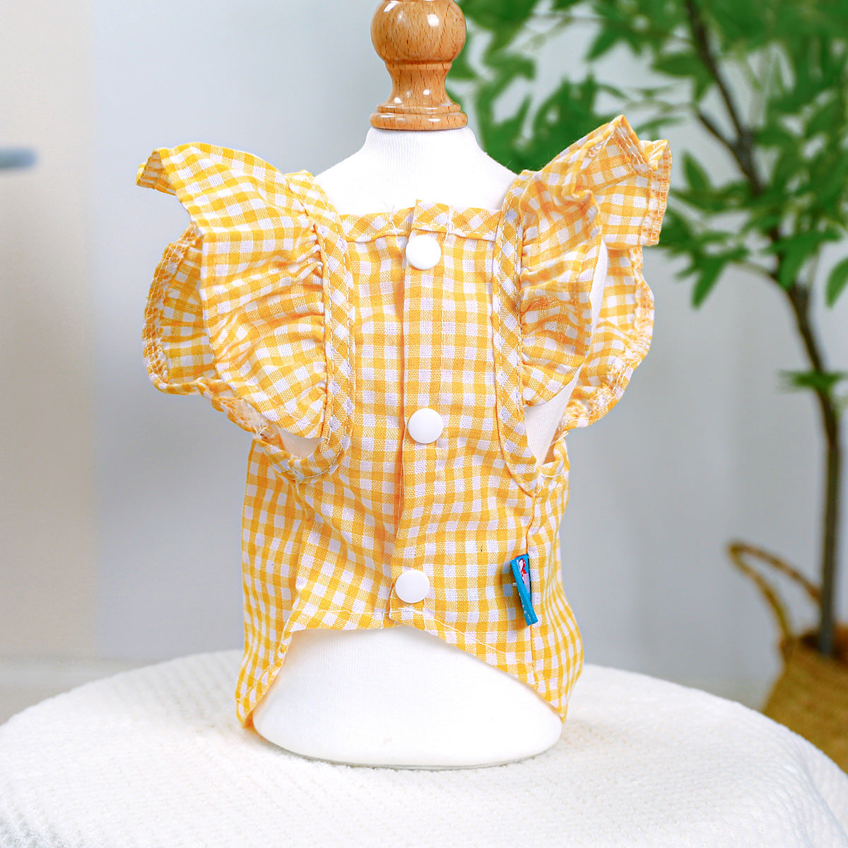D館【1688-001】紅格蝴蝶結薄款寵物衣服娃娃衫貓咪服飾