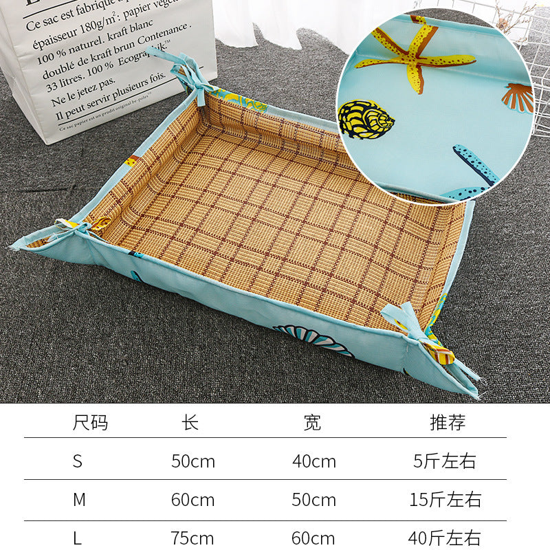 D館D館【LX20230419005】涼席冰墊子夏季喵咪狗狗坐睡毯藤蓆寵物用品床兩用凉感清涼蓆爆款