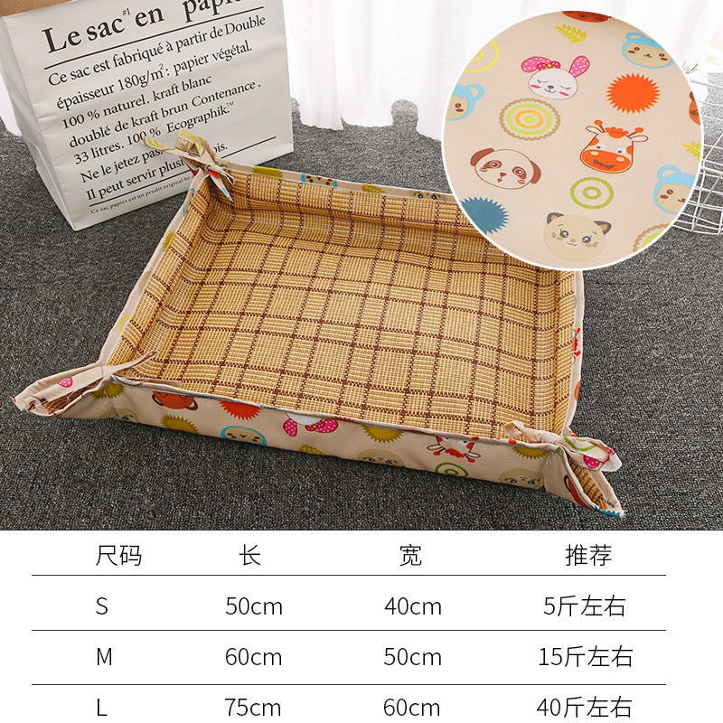 D館D館【LX20230419005】涼席冰墊子夏季喵咪狗狗坐睡毯藤蓆寵物用品床兩用凉感清涼蓆爆款