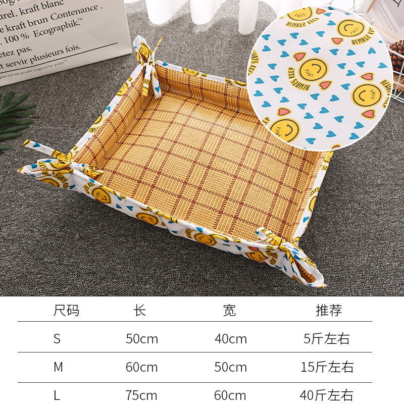 D館D館【LX20230419005】涼席冰墊子夏季喵咪狗狗坐睡毯藤蓆寵物用品床兩用凉感清涼蓆爆款