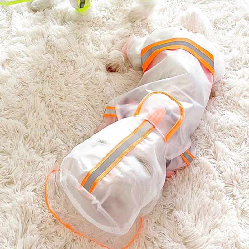 A館【A2210CGLB5049-MP】寵物雨衣螢光色透明磨砂四腳防水全包泰迪衣服中型小型犬狗狗雨披