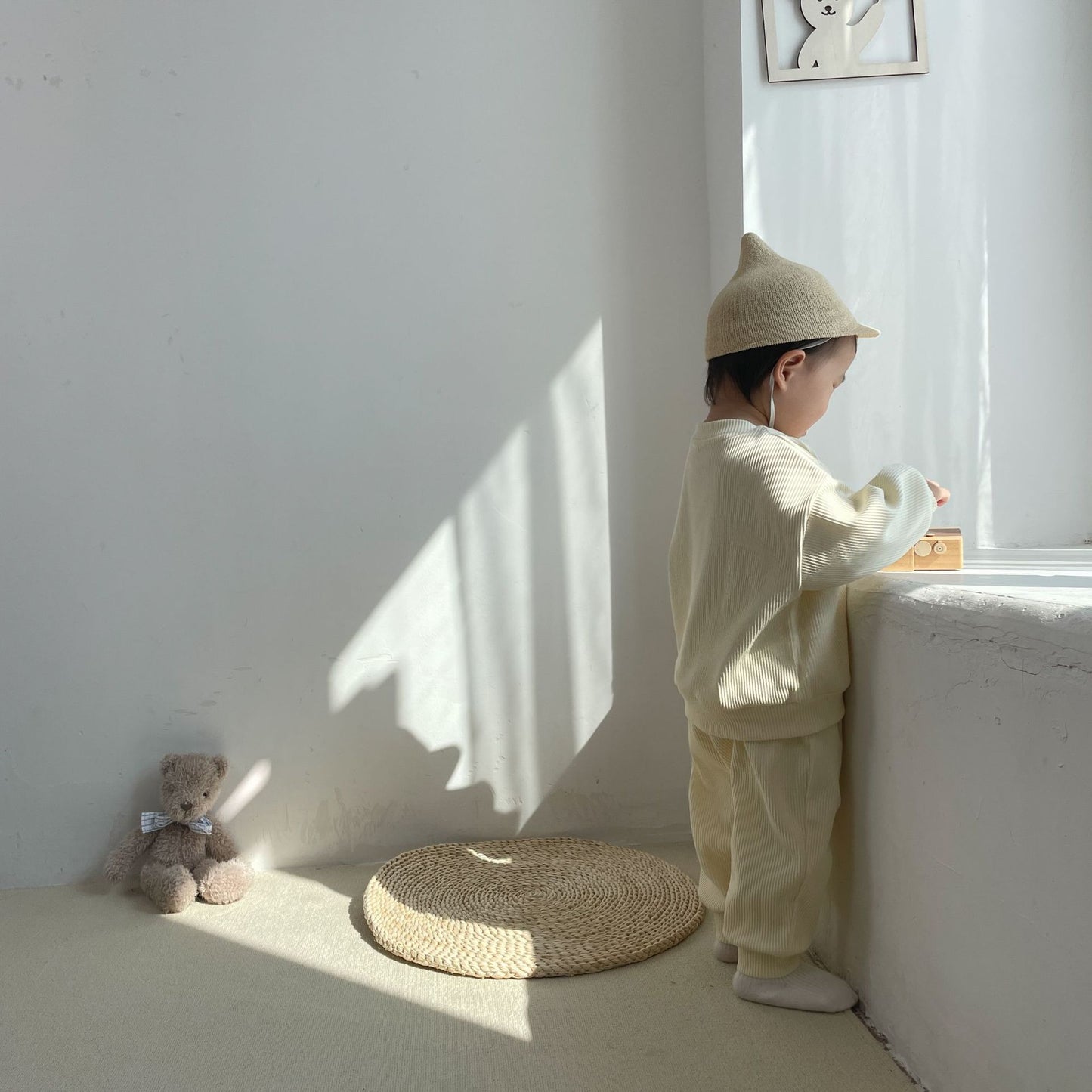 【22929】韓國寶寶衛衣套裝秋季小熊純色套裝男女童春天1-6歲童秋天套裝