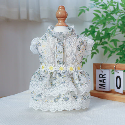 D館【330318770】透氣舒適透明碎花裙蕾絲花邊裙