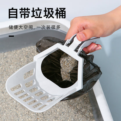 【DT620】寵物貓屎鏟一體式拼色自帶垃圾袋收納鏟屎神器