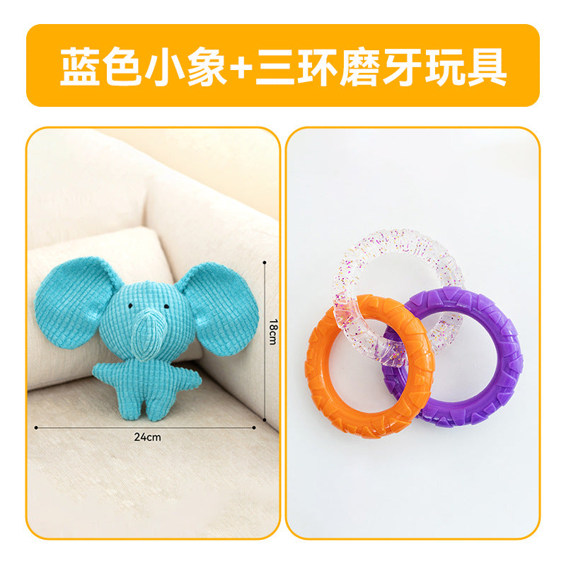 【2409CGXT4093-MP】可愛狗狗耐咬磨牙幼犬毛絨發聲自嗨解悶玩具