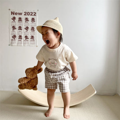 【22196】2023夏裝新款韓版嬰幼兒寶寶薄款純棉短袖T恤上衣短褲兩件套裝