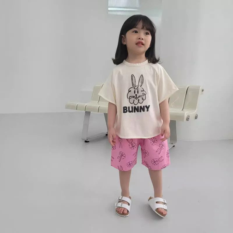 【23076】韓國兄妹裝兒童夏季短袖純棉剪裁卡通寶寶體恤上衣寶寶短袖