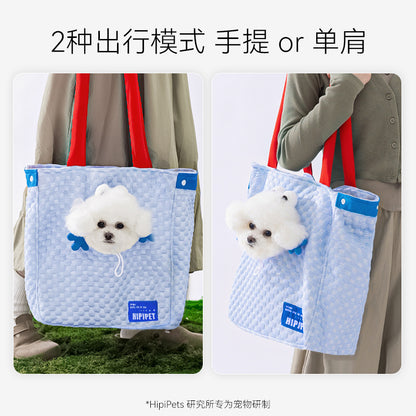【2504MSML1698】新款凉感冰豆豆狗狗外出包小型犬幼猫便攜單肩猫包寵物包