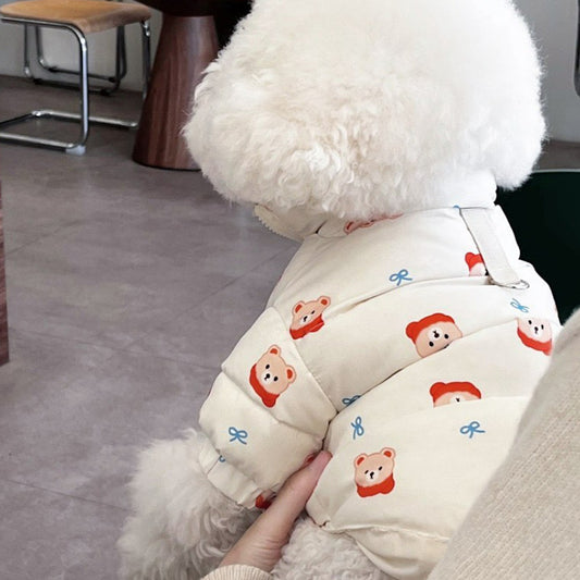 A館【2312MSHT1454-MP】韓版秋冬天可愛小熊滿印羽絨棉衣貓咪小型犬寵物服飾