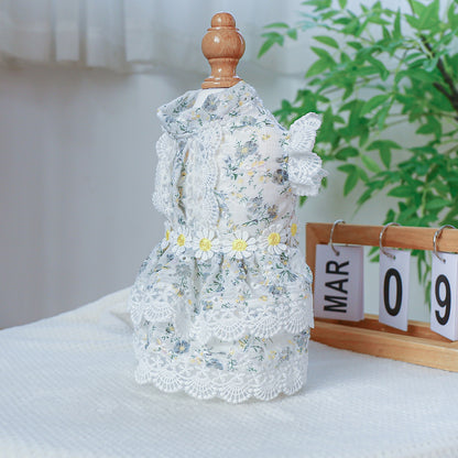 D館【330318770】透氣舒適透明碎花裙蕾絲花邊裙