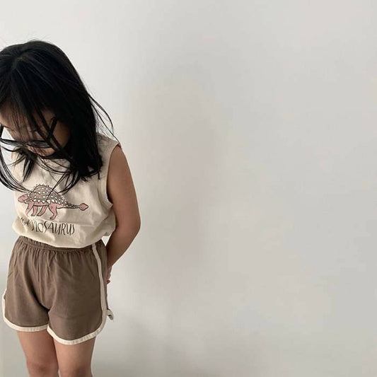 【22156】兒童套裝夏季童裝韓版小童卡通套裝男女童寶寶夏裝背心短褲兩件套