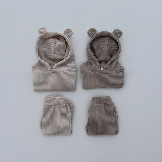 【23243】2023韓版秋冬季新品男女寶寶運動套裝兒童棉質連帽衛衣褲子兩件套