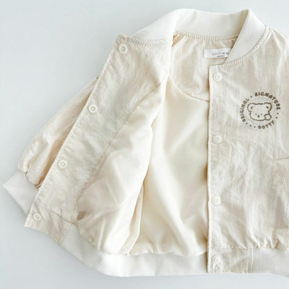 【23240】韓版寶寶外套秋季兒童開衫夾克小童刺繡韓國小熊嬰兒外套女童秋裝