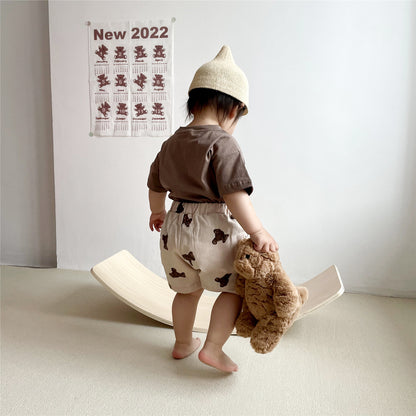 【22196】2023夏裝新款韓版嬰幼兒寶寶薄款純棉短袖T恤上衣短褲兩件套裝