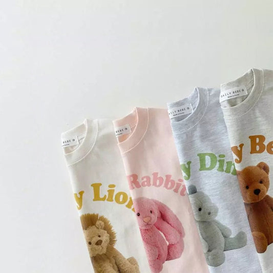 【22220】小童小熊套裝2023夏季新款兒童純棉兩件套寶寶舒適吸汗夏裝批發