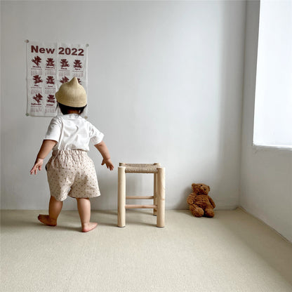 【22196】2023夏裝新款韓版嬰幼兒寶寶薄款純棉短袖T恤上衣短褲兩件套裝