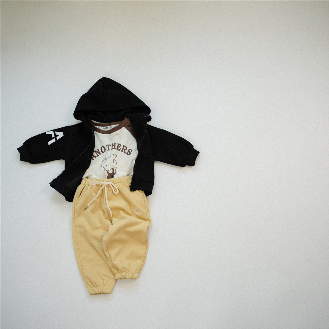 【23211】男童外套秋款兒童連帽衫男童新款字母洋氣上衣寶寶秋裝開衫