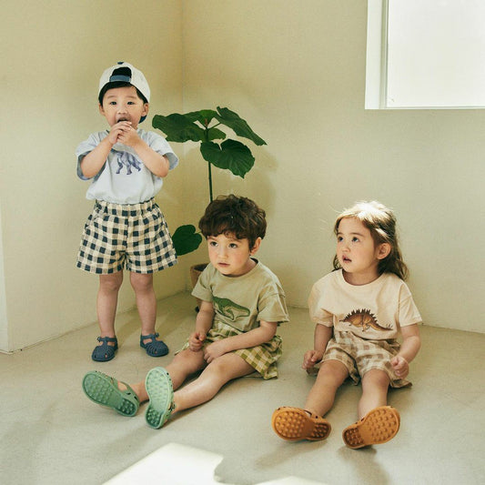 【22051】2023年韓國童裝男女寶寶短袖t卹夏季卡通恐龍兒童t新款韓系服飾