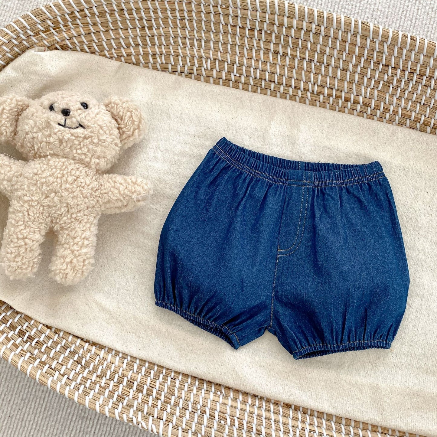 【k2757】0-3歲兒童牛仔短褲洋氣嬰兒寶寶燈籠短褲外穿夏裝薄款高腰牛仔褲