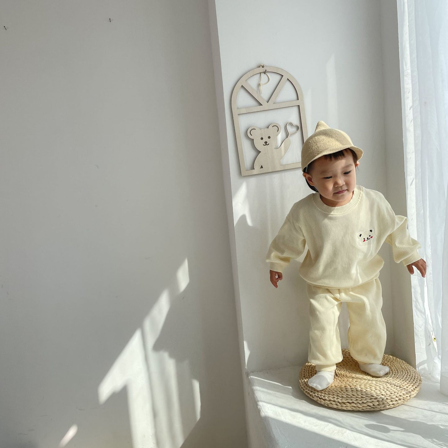【22929】韓國寶寶衛衣套裝秋季小熊純色套裝男女童春天1-6歲童秋天套裝