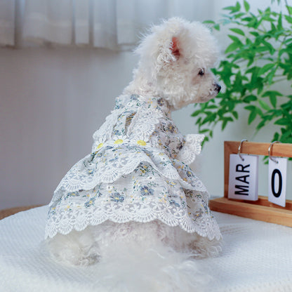 D館【330318770】透氣舒適透明碎花裙蕾絲花邊裙