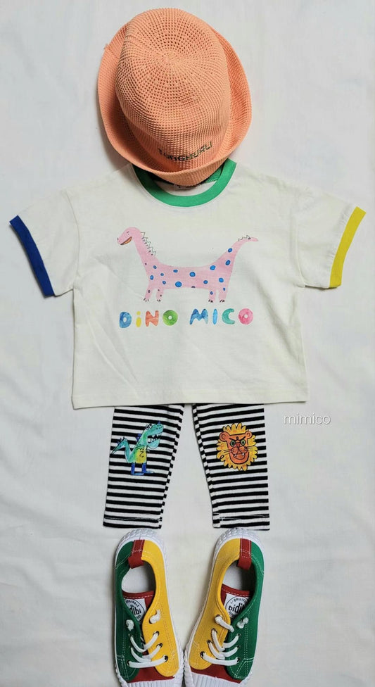 【23082】2023夏新款童裝男女童寶寶可愛T恤兒童印花卡通短袖拼色寬鬆T恤
