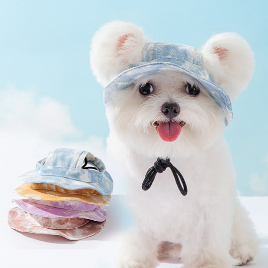 【XPG20240609001】寵物狗狗紮染漁夫帽猫咪四季通用拍照遮陽帽