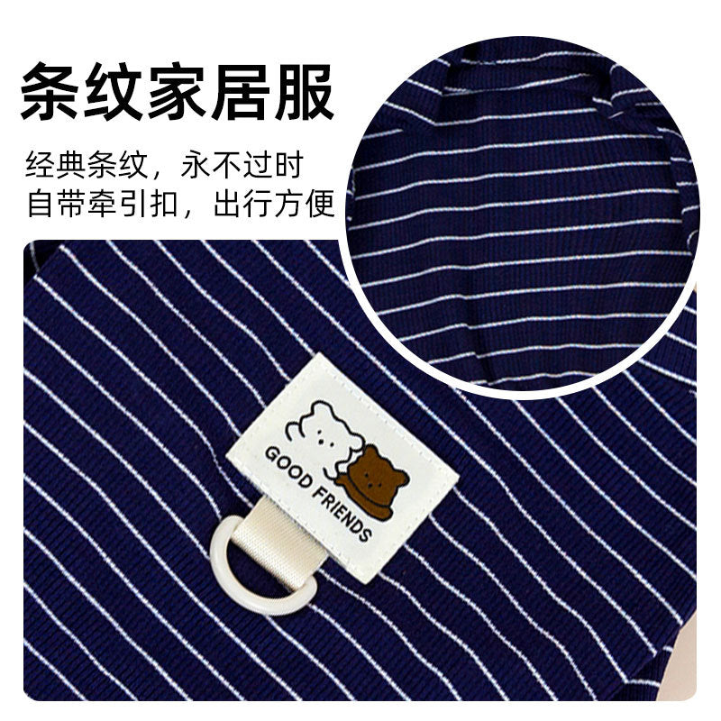 【2504CGLK8225-GP】春夏季狗狗清新條紋韓系布標四脚家居服