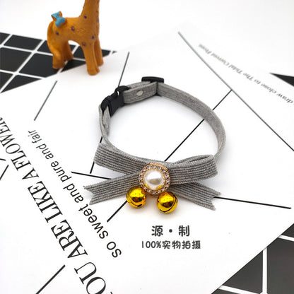 B館【CA0006】寵物飾品貓咪狗狗項圈可愛公主蝴蝶結珍珠鈴鐺項鍊可調節