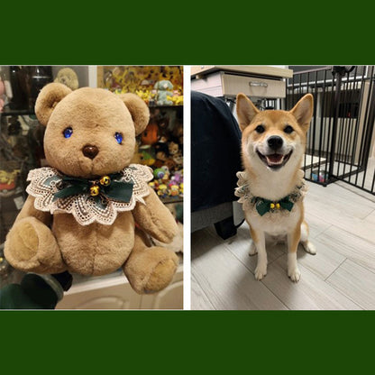 B館【CLS-003】一件代發寵物配飾貓咪狗狗兔子圍脖項圈鈴鐺蕾絲花邊圍嘴可調節