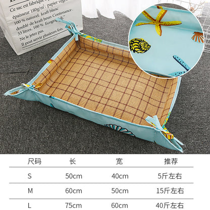 D館D館【LX20230419005】涼席冰墊子夏季喵咪狗狗坐睡毯藤蓆寵物用品床兩用凉感清涼蓆爆款