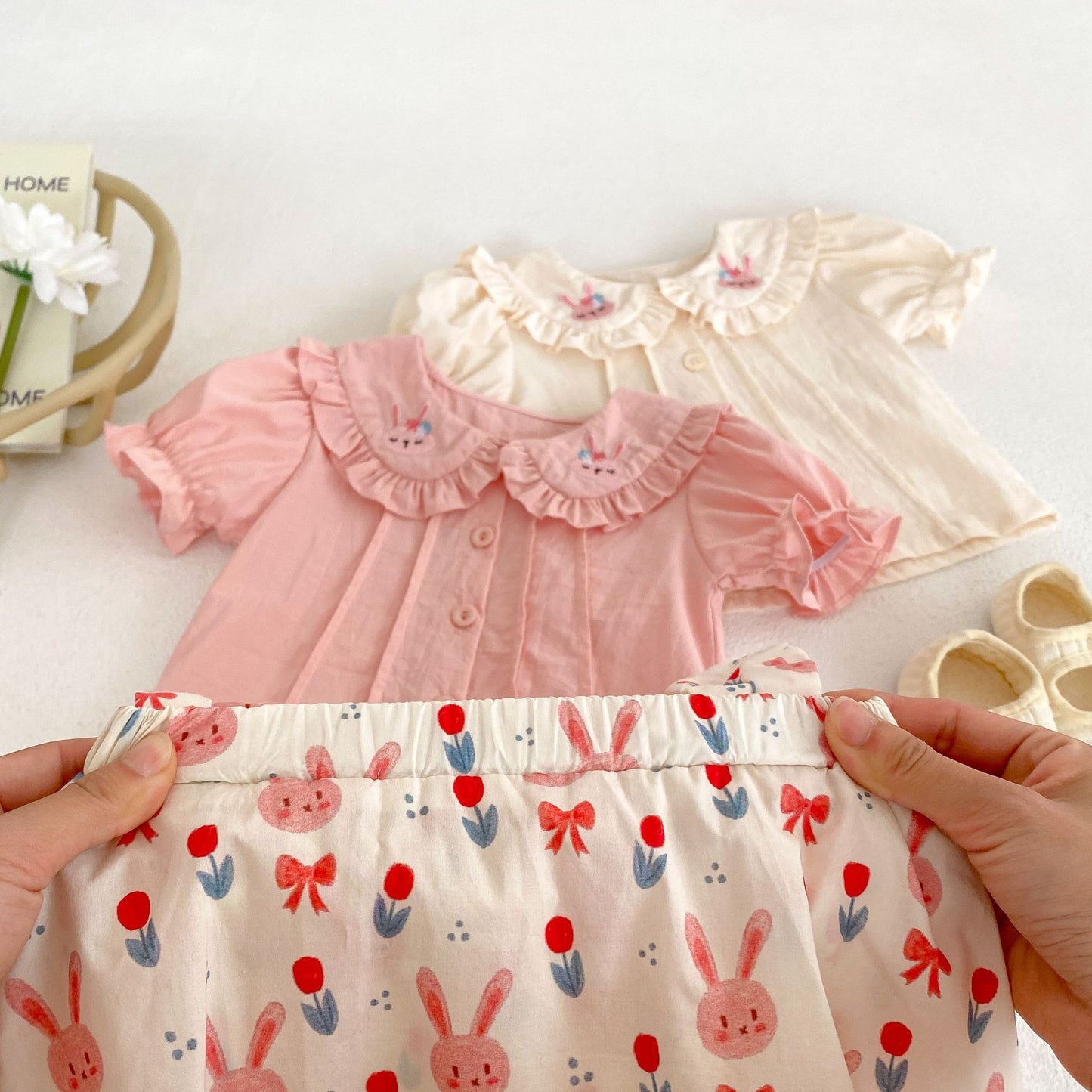【k2697】ins新款嬰兒衣服夏裝女寶寶包屁衣可愛兔子耳朵背帶哈衣裙爬爬服