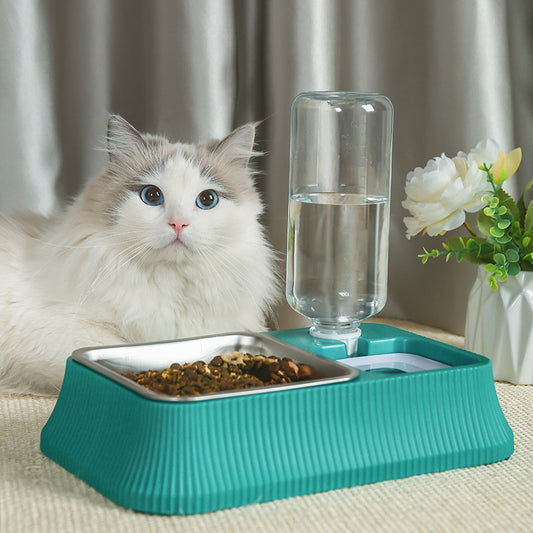C館【22G0091G】貓碗狗食盆自動飲水狗碗飯盆寵物喝水不濕嘴餵食餵水一體貓咪用品