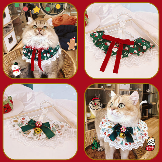 B館【CLS-019】跨境新款寵物貓咪狗狗聖誕圍巾新年可愛口水巾柯基比熊拍照道具