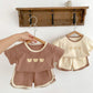 【k2721】ins夏季嬰幼童短袖套裝可愛小熊印花T卹短褲兩件套寶寶運動服套裝
