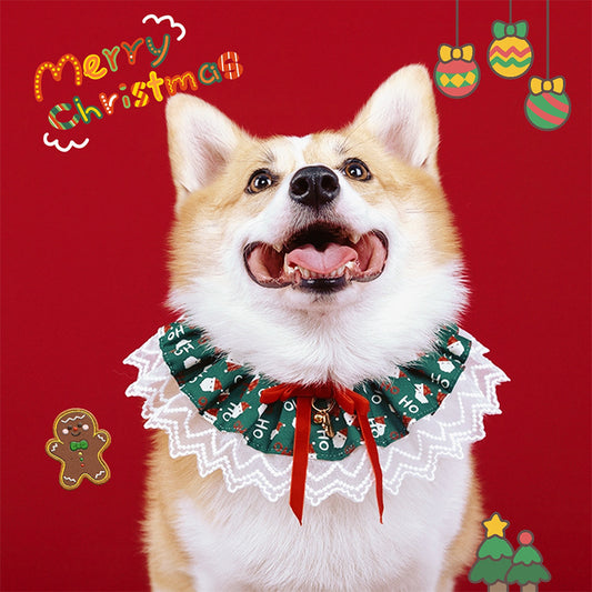 B館【CLS-019】跨境新款寵物貓咪狗狗聖誕圍巾新年可愛口水巾柯基比熊拍照道具