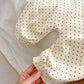 【K5235】2023春季嬰兒衣服可愛小熊男女寶寶哈衣長袖包屁衣凹造型圓點爬服